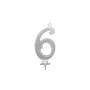 CANDELE GLITTER CM 12 ARGENTO N6