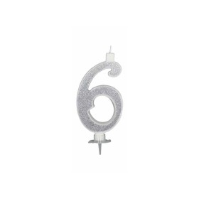 CANDELE GLITTER CM 12 ARGENTO N6