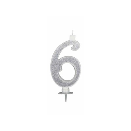 CANDELE GLITTER CM 12 ARGENTO N6