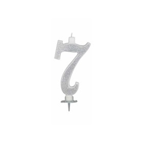 CANDELE GLITTER CM 12 ARGENTO N7