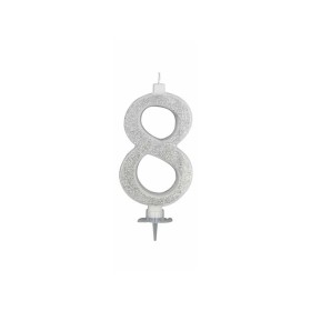 CANDELE GLITTER CM 12 ARGENTO N8