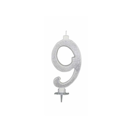 CANDELE GLITTER CM 12 ARGENTO N9