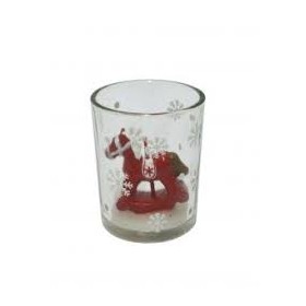 CANDELA CAVALLO A DONDOLO C/BICCHIERE ROSSO CM.6