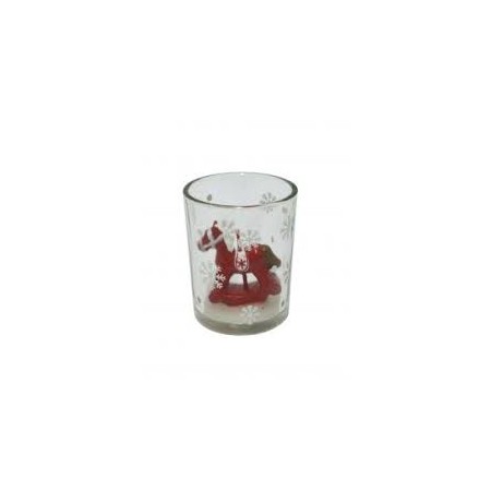 CANDELA CAVALLO A DONDOLO C/BICCHIERE ROSSO CM.6