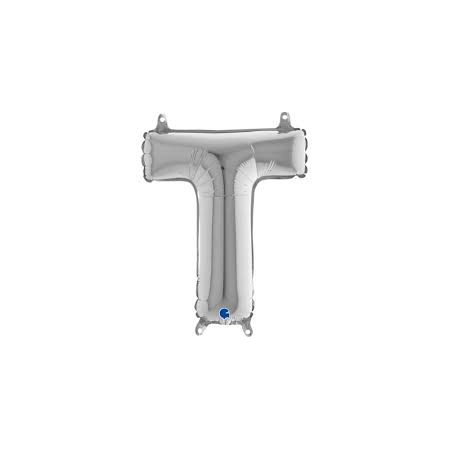 PALL. MYLAR LETTERA T CM 36 ARGENTO.