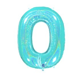 PALLONCINI MYLAR N.0 ACQUA MARINA GLITTER 102CM