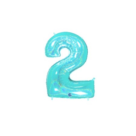 PALLONCINI MYLAR N.2 ACQUA MARINA GLITTER 102CM