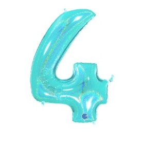 PALLONCINI MYLAR N.4 ACQUA MARINA GLITTER 102CM.