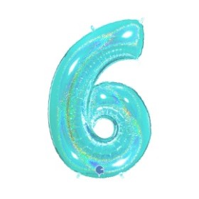 PALLONCINI MYLAR N.6 ACQUA MARINA GLITTER 102CM
