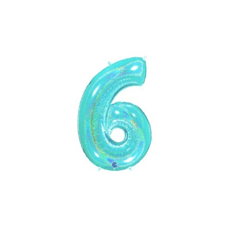 PALLONCINI MYLAR N.6 ACQUA MARINA GLITTER 102CM