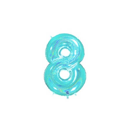 PALLONCINI MYLAR N.8 ACQUA MARINA GLITTER 102CM