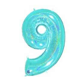PALLONCINI MYLAR N.9 ACQUA MARINA GLITTER 102CM.