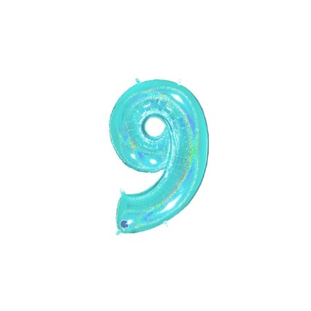 PALLONCINI MYLAR N.9 ACQUA MARINA GLITTER 102CM.