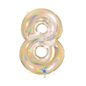 PALLONCINI MYLAR N.8 ORO GLITTER 102CM