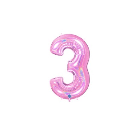 PALLONCINI MYLAR N.3 ROSA GLITTER 102CM