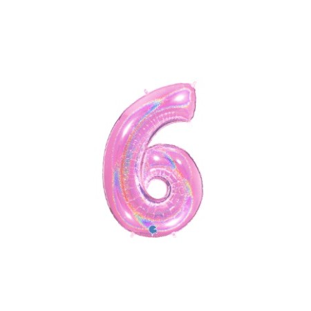 PALLONCINI MYLAR N.6 ROSA GLITTER 102CM