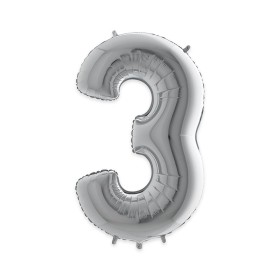 PALL. MYLAR NUMERO 3 CM 36 ARGENTO