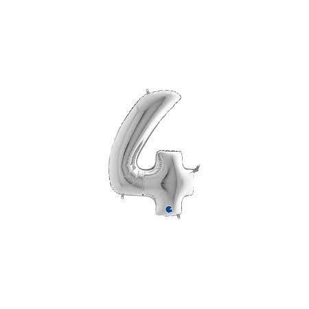 PALL. MYLAR NUMERO 4 CM 36 ARGENTO
