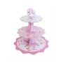 ALZATINA 3 PIANI 35CM CICOGNA ROSA