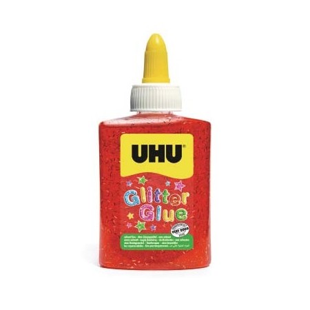 COLLE GLITTER UHU 88ML ROSSO