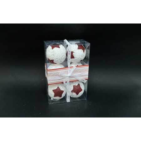 BOX 6 SFERE 9CM STAR IN YUTA ROSSO