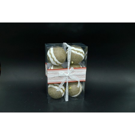 BOX 6 SFERE 9CM RICAMATE ORO