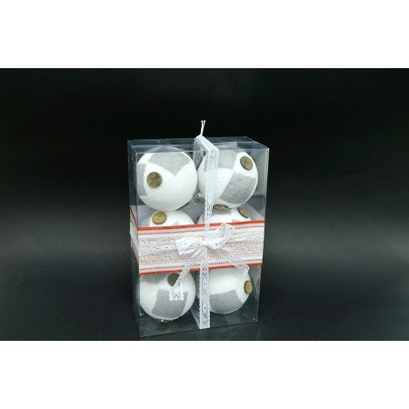 BOX 6 SFERE 9CM BOTTONE ARGENTO.