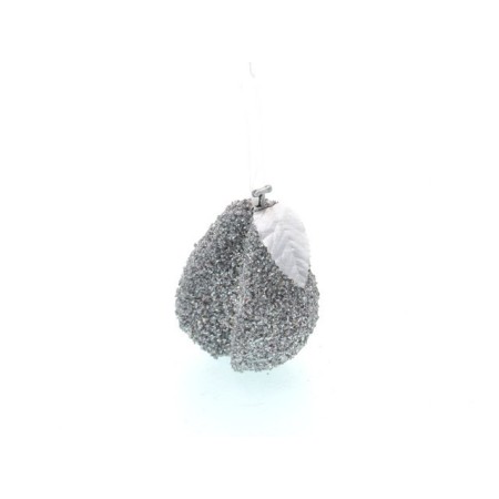 PERA TAGLIATA GLITTERATA ARGENTO 8CM.