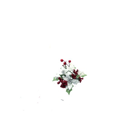 GIROCANDELA STELLA BIANCA CON BACCHE ROSSE