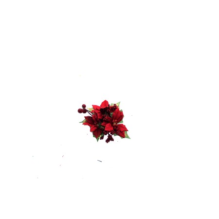 GIROCANDELA STELLA ROSSO CON BACCHE ROSSE.