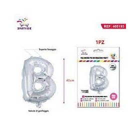 PALLONCINO MYLAR ARGENTO LETTERA B 40CM
