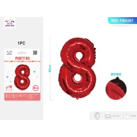 PALLONCINO MYLAR ROSSO NUMERO 8 40CM