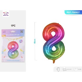 PALLONCINI MYLAR COLORE NUMERO 8 40CM