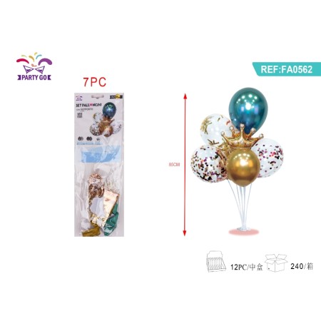 SET PALLONCINI CORONA METALLIZZATA BLU 85CM