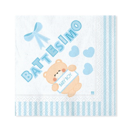 TOVAGLIOLI 33X33 BATTESIMO TEDDY CELESTE