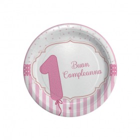 PIATTI PICCOLI PRIMO COMPLEANNO ROSA