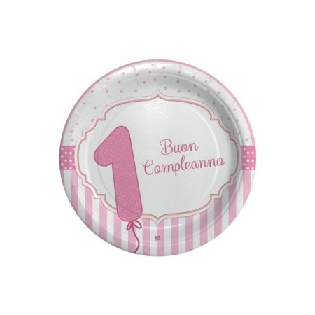 PIATTI PICCOLI PRIMO COMPLEANNO ROSA