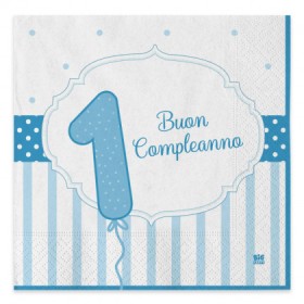 TOVAGLIOLI 33X33 PRIMO COMPLEANNO CELESTE