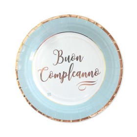 PIATTI GRANDI BUON COMPLEANNO CHIC CELESTE