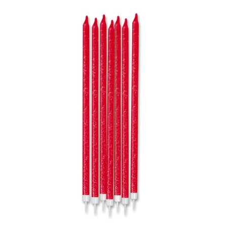CANDELINE GLITTER 15CM ROSSE