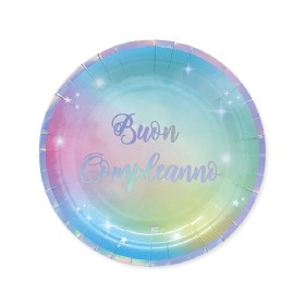 PIATTI CM 24 B.COMPLEANNO RAINBOW PZ 8