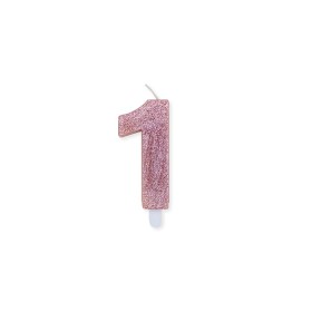 CANDELE A NUMERO ROSA GLITTER N1
