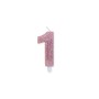 CANDELE A NUMERO ROSA GLITTER N1