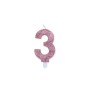 CANDELE A NUMERO ROSA GLITTER N3