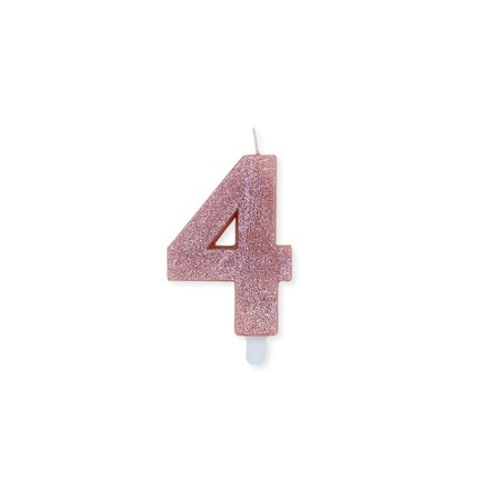 CANDELE A NUMERO ROSA GLITTER N4