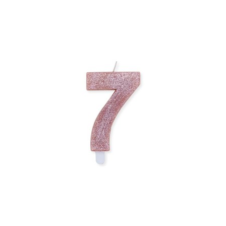 CANDELE A NUMERO ROSA GLITTER N7