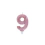 CANDELE A NUMERO ROSA GLITTER N9