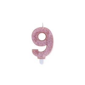 CANDELE A NUMERO ROSA GLITTER N9