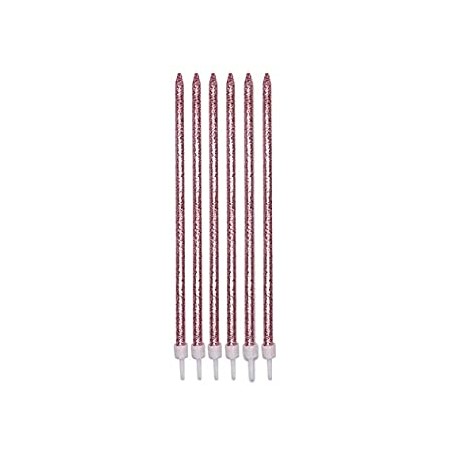 12 CANDELINE MATITE GLITTER CM. 15 ROSA