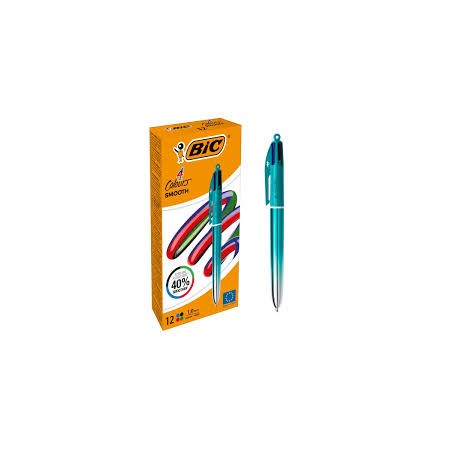 BIRO BIC 4 COLORI SMOOTH FUSTO VERDE ACQUA